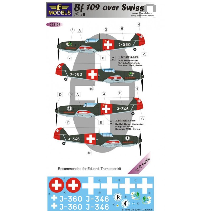 Décal Messerschmitt Bf-109E-3 sur Swiss II