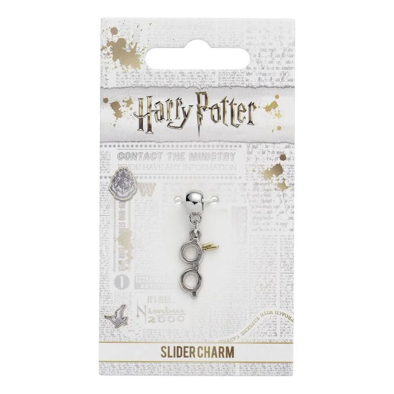 Collier Harry Potter breloque plaquée argent Éclair avec des lunettes
