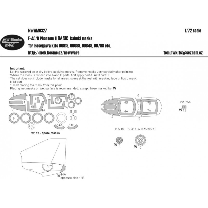 Accessoire McDonnell F-4C/D Phantom II BASIC masques kabuki verrière d'avion