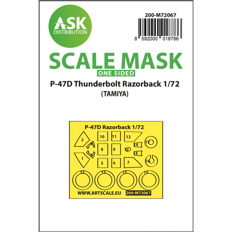 Accessoire P-47D Thunderbolt Razorback one-sided express mask for Tamiya