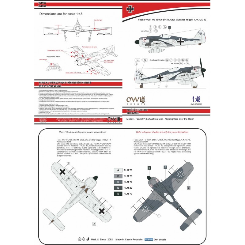 Décal Focke-Wulf Fw-190A-8/R11 (Gunther Migge)