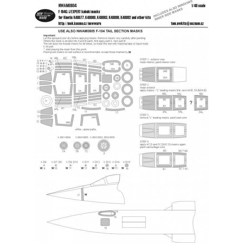 Accessoire Lockheed F-104G/J Starfighter EXPERT masques kabuki verrière d'avion