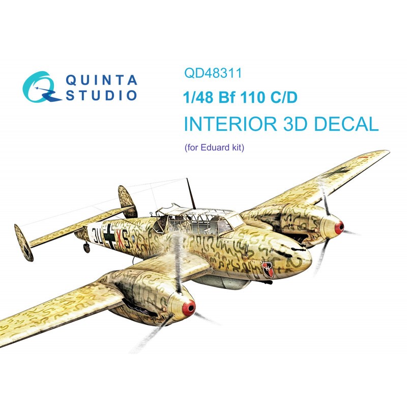 Bf 110C/D 3D-Printed & coloured Interior on decal paper (Eduard)