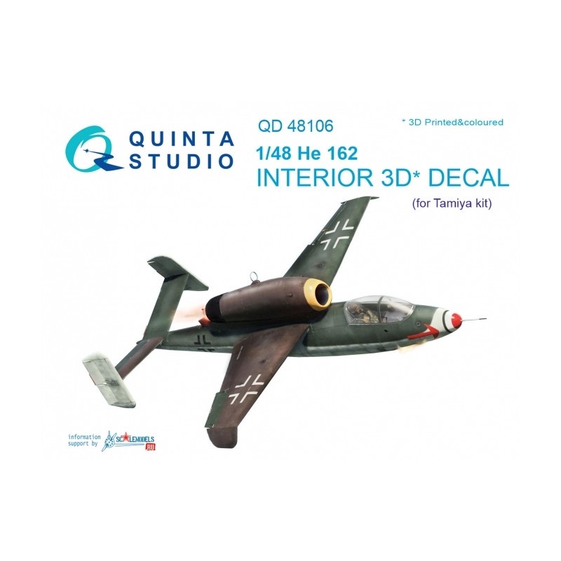 Décalcomanie Heinkel He-162A-2 Salamander Imprimé en 3D et intérieur coloré sur papier autocollant (conçu pour être utilisé avec
