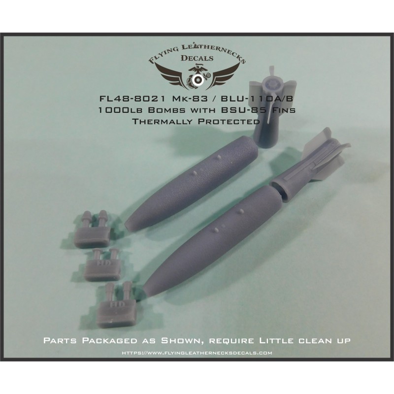 Mark 83 / BLU-110A/B avec aileron BSU-85 - Résine 3D thermiquement protégée 2 bombes