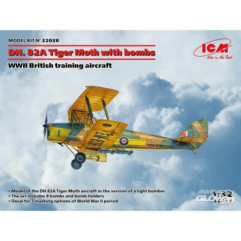 DH. 82A Tiger Moth avec des bombes, avion d'entraînement britannique de la Seconde Guerre mondiale