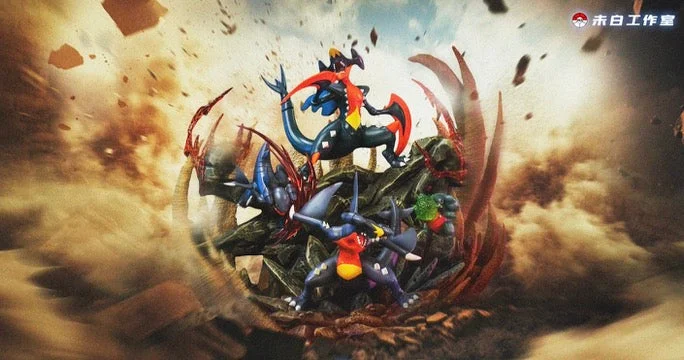 [PREORDER] Statue [WB] – Gible & Gabite & Garchomp & Mega Garchomp