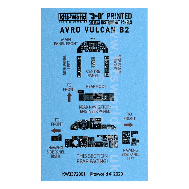 Décalcomanie Ensemble de 2 feuilles d'instruments et harnais 3D Avro Vulcan B.2. (conçu pour être utilisé avec les nouveaux kits
