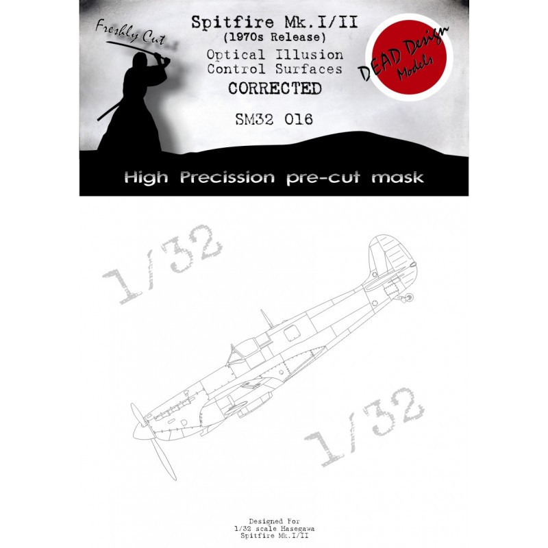 Supermarine Spitfire Mk.I/Mk.II 3D/optical illusion paint mask for control surfaces (designed to be used with Hasegawa kits)