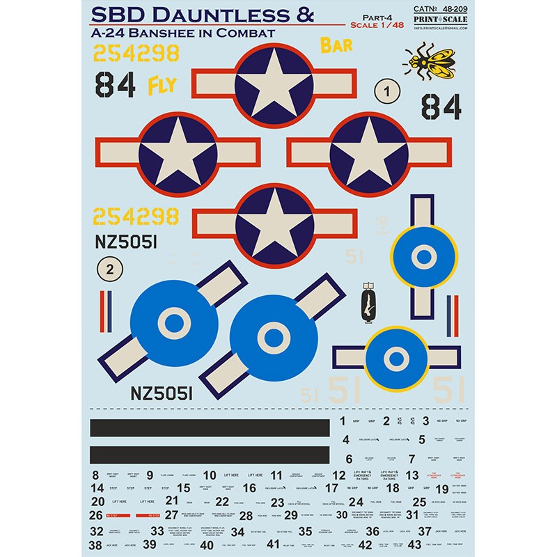 Décal Douglas SBD Dauntless & Banshee au combat. Partie 4 1 A-24B-1-DO (SBD-5) 42-54298 'Bar Fly' 407th Bomb Group (Dive)