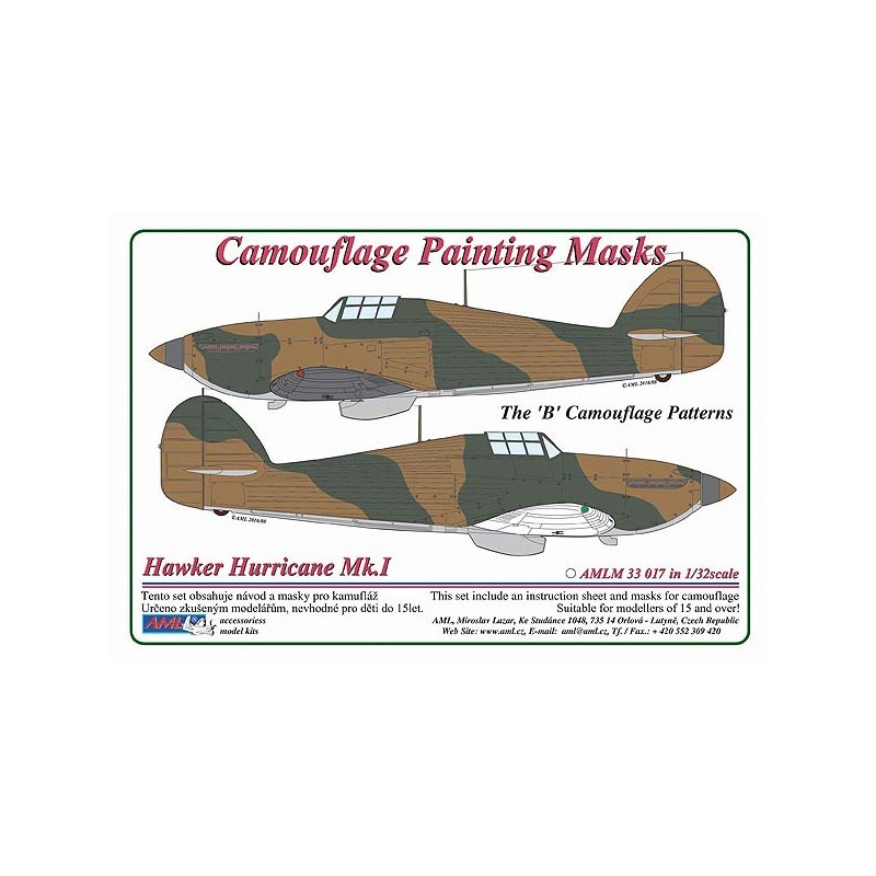 Accessoire Masque de peinture à motif camouflage Hawker Hurricane Mk.I The 'B'