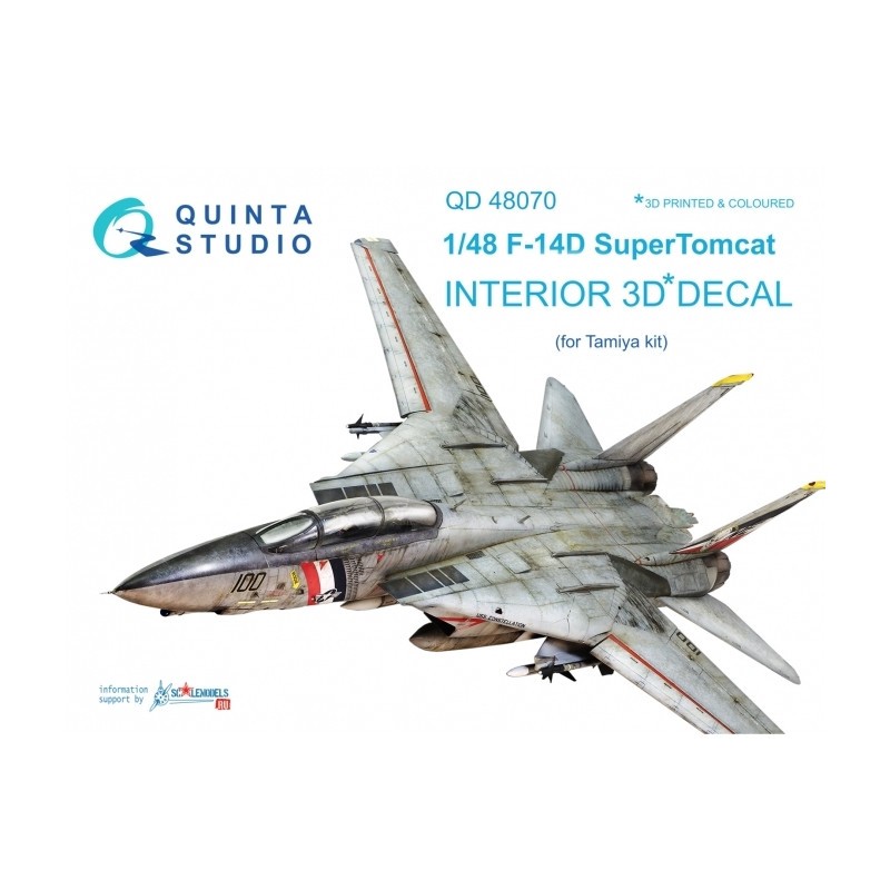 Décalcomanie Grumman F-14D Tomcat Intérieur coloré et imprimé en 3D sur papier autocollant (conçu pour être utilisé avec les kit
