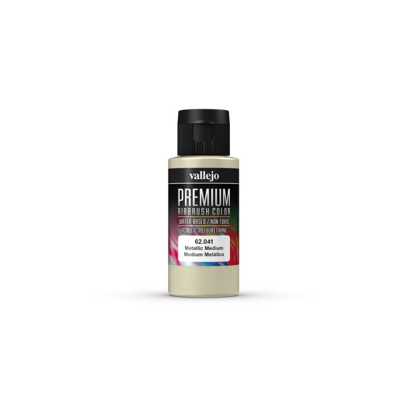 VALLEJO PREMIUM: peinture à l'eau non toxique prête pour l'aérographie, 60ml - METALLIC MEDIUM