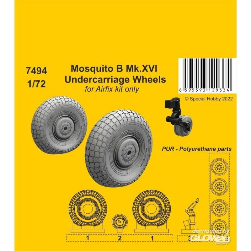 Accessoire Roues de train de roulement Mosquito B Mk.XVI / kit Airfix uniquement