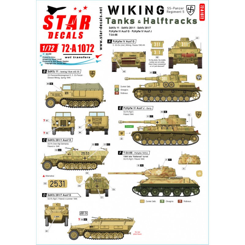 Wiking 3.SS-Pz.Regient 5. Tanks & Halftracks. Pz.Kpfw. IV Ausf.G, Pz.Kpfw. IV Ausf.J, Sd.Kfz 11, Sd.Kfz 251/1 Ausf.D, Sd.Kfz 251