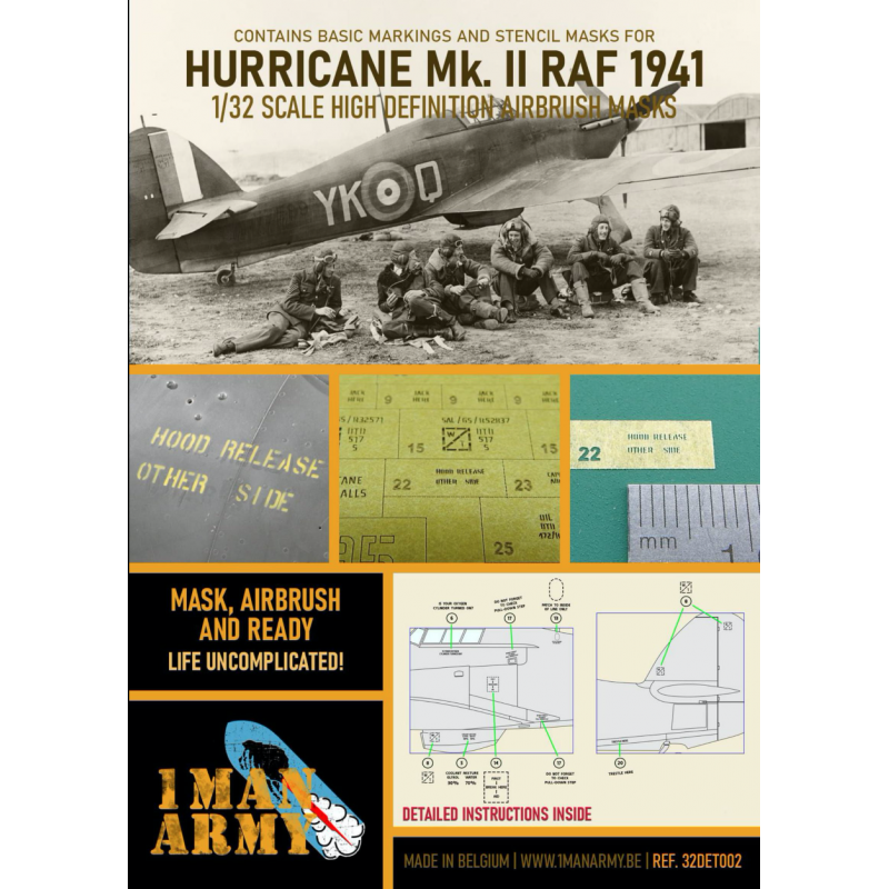 Hawker Hurricane Mk.II RAF 1941 pochoir haute définition et masques de peinture d'insignes nationaux (conçus pour être utilisés