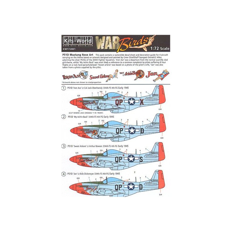 Décal Nord-Américain P-51D Mustang Nose Art 334th FS 4FG (4)