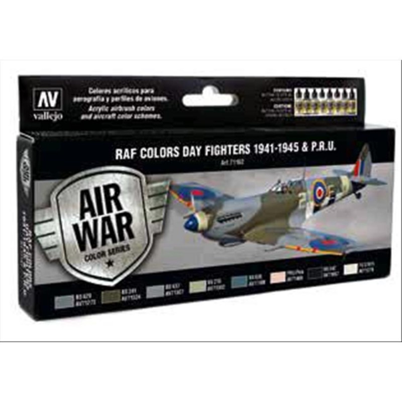 Vallejo MODEL AIR Color: set 8 couleurs acryliques 17 ml RAF Colors Day Fighters 1941-1945 & PRU