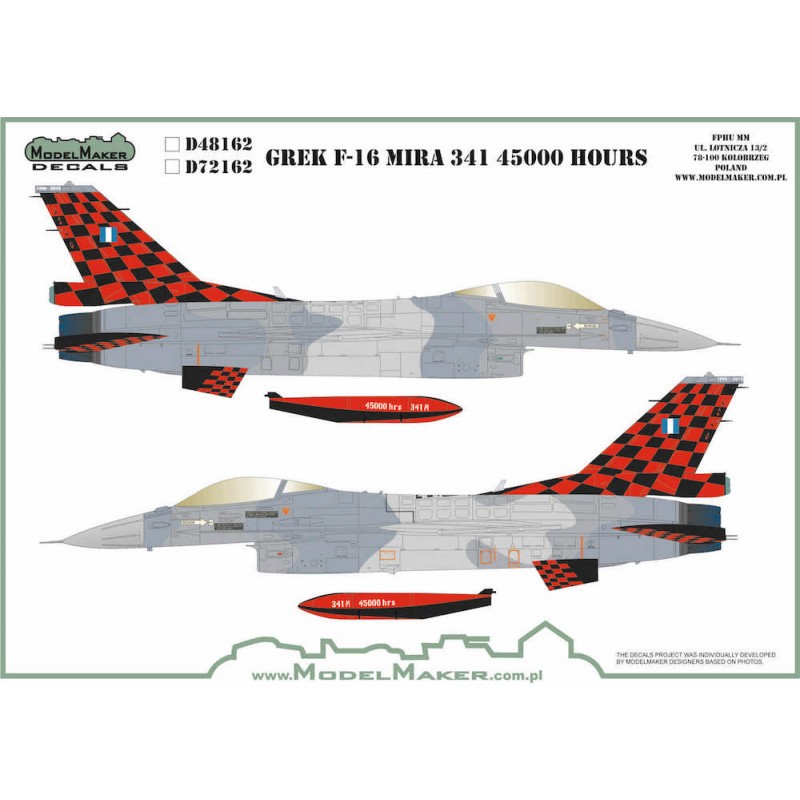 Décal Grec F-16 341 Mira 45000 Heures