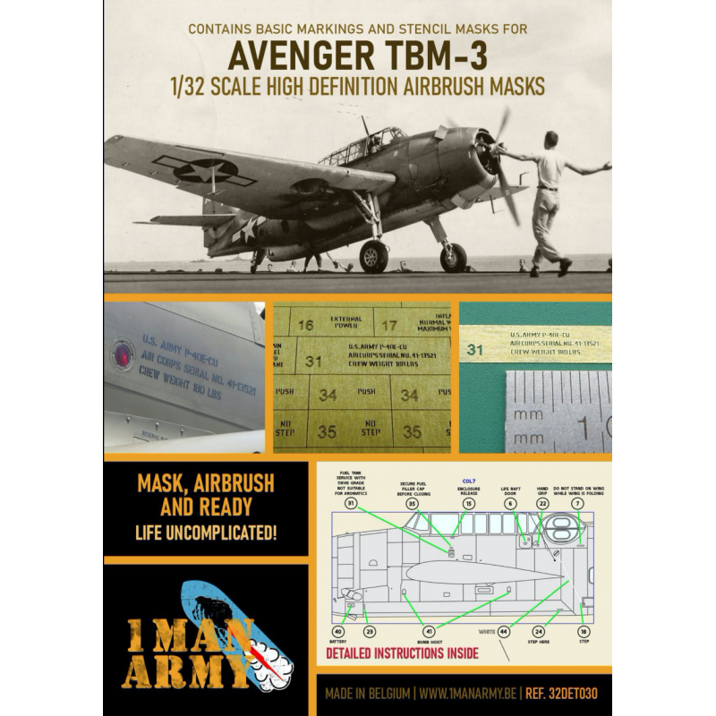 Grumman TBM-3 Avenger pochoir haute définition et masques de peinture d'insignes nationaux (conçus pour être utilisés avec les k