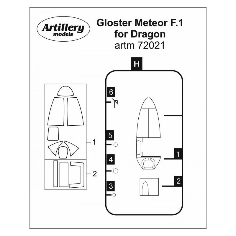 Accessoire Masque Gloster Meteor F.1 Canopy (conçu pour être utilisé avec les kits Dragon)