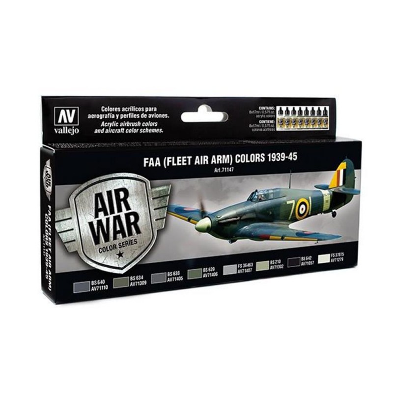 Vallejo Air War Color: set 8 couleurs acryliques en 17 ml - FAA (FLEET AIR ARM) Colors 1939-1945