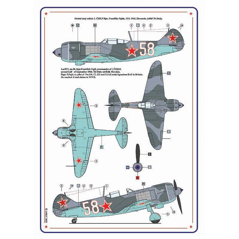 Slovak National Uprising 1944/ Czechoslovak Legends in Lavochkin La-5FN´s - Part I / 2 versions de décalcomanies Décalcomanies -