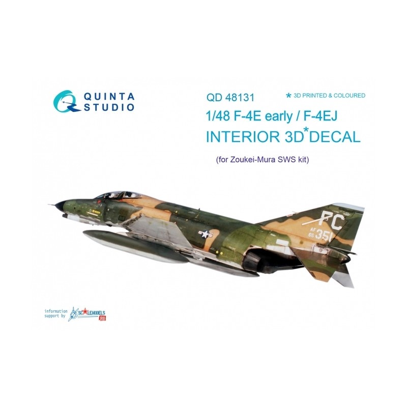 Décalcomanie McDonnell F-4E Phantom early/F-4EJ Intérieur imprimé et coloré en 3D sur papier autocollant (conçu pour être utilis