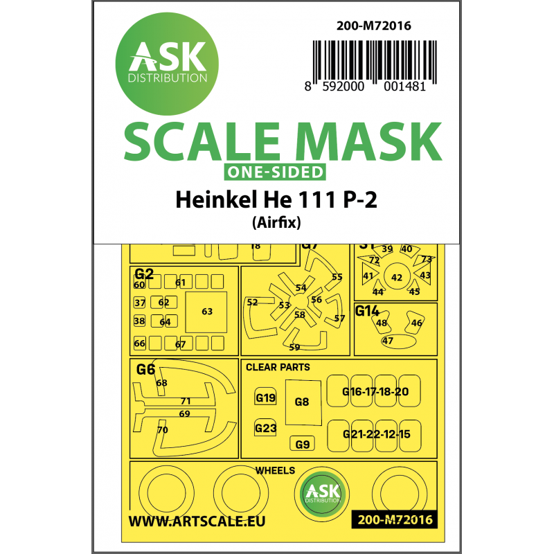 Accessoire Heinkel He-111P-2 Roues Kabuki et masques de baldaquin (extérieur uniquement)