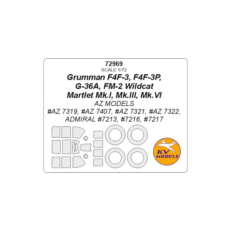 Grumman F4F-3, F4F-3P, G-36A, FM-2 Wildcat. Martlet Mk.I. Mk.III, Mk.,IV (conçu pour être utilisé avec les kits AZ Models)