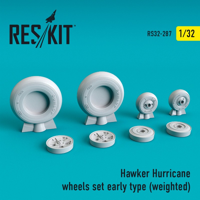 Jeu de roues Hawker Hurricane de type précoce ((avec effet lesté)) (conçu pour être utilisé avec les kits Fly, Monogram et Revel